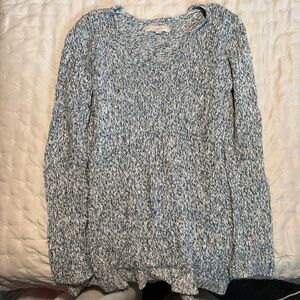 LOFT Marled Blue and White Sweater